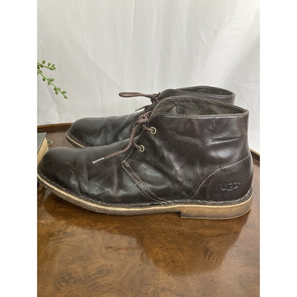 UGG Mens Leighton Chukka Ankle Boots Size 10 Brown Leather & Genuine Sheepskin main image 6